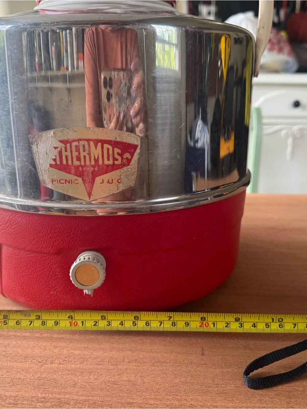 Thermos Red and Silver Insulated Picnic Jug with Handle